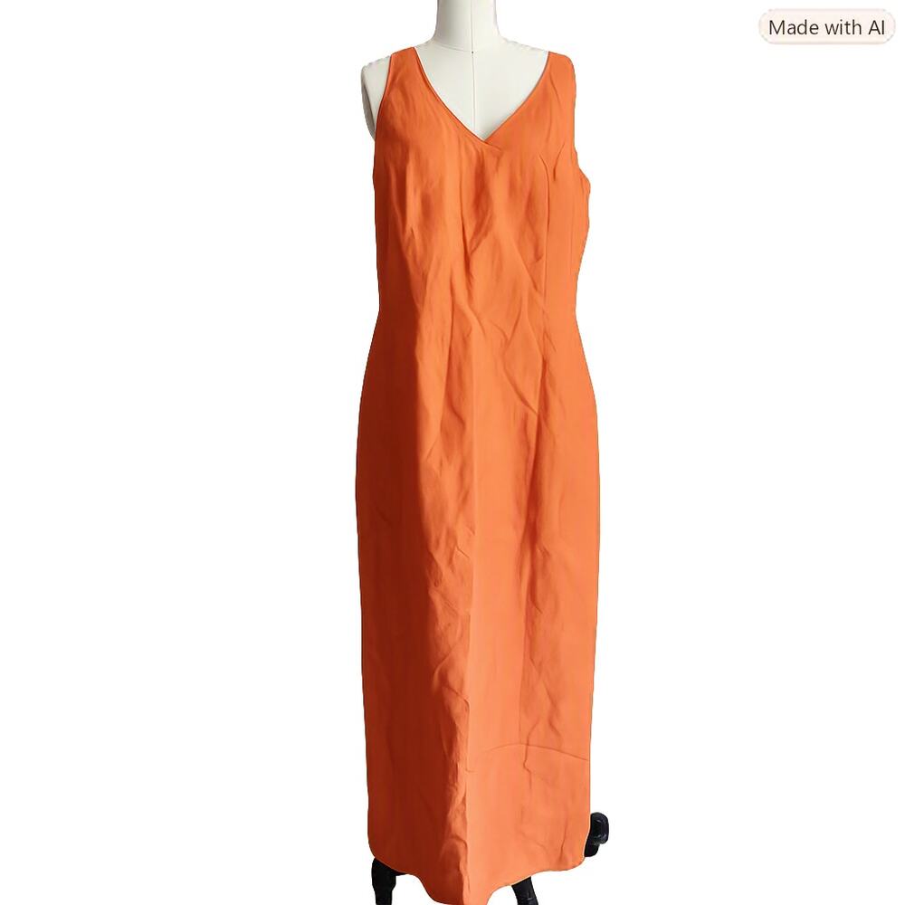 Ann Taylor orange sleeveless V-neck maxi dress Size 12